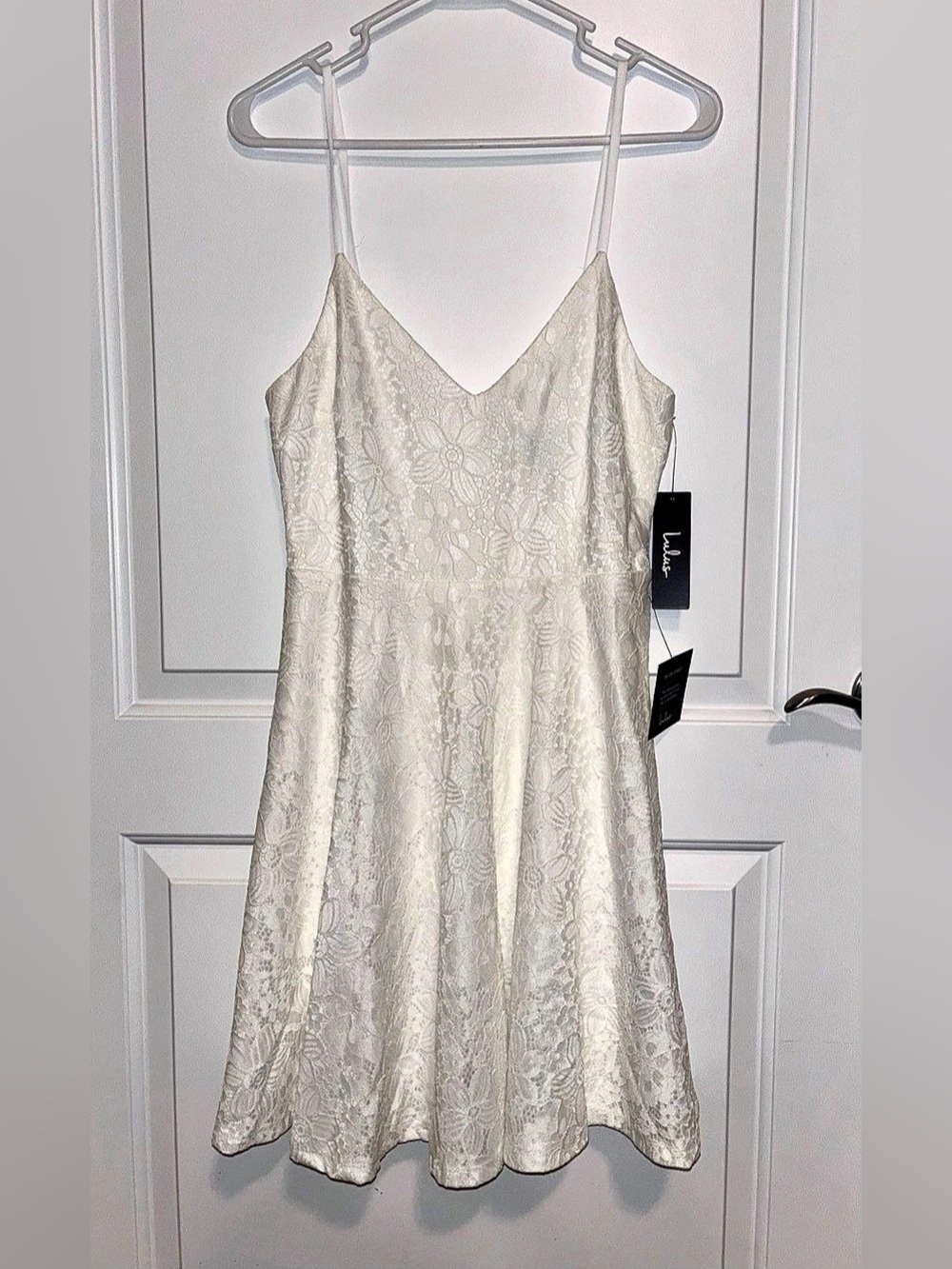 Lulus Way With Words White Lace Skater Dress Mini Dress